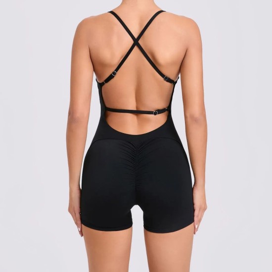 Hip-Lifting Women Running Tight-Fitting Quick-Drying Fitness Backless Rompers