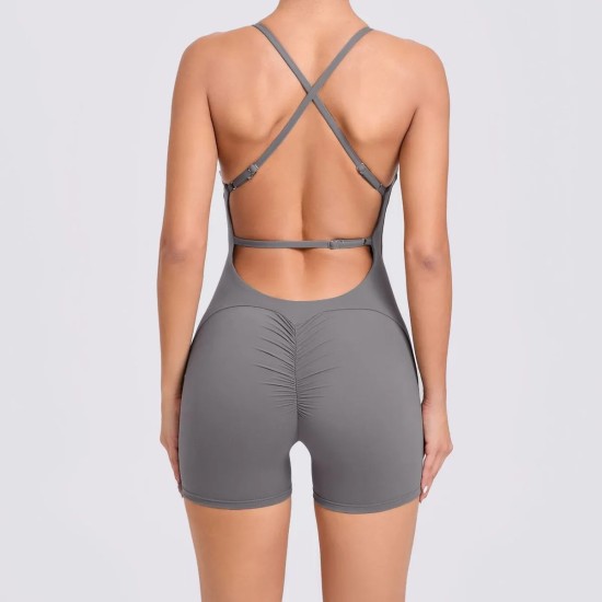 Hip-Lifting Women Running Tight-Fitting Quick-Drying Fitness Backless Rompers