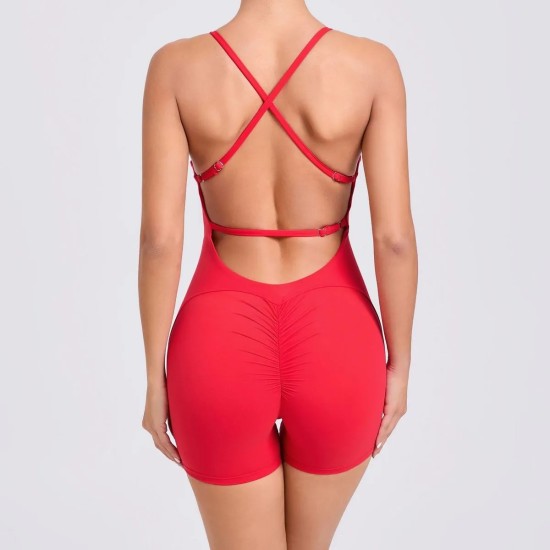 Hip-Lifting Women Running Tight-Fitting Quick-Drying Fitness Backless Rompers