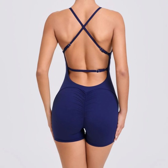 Hip-Lifting Women Running Tight-Fitting Quick-Drying Fitness Backless Rompers