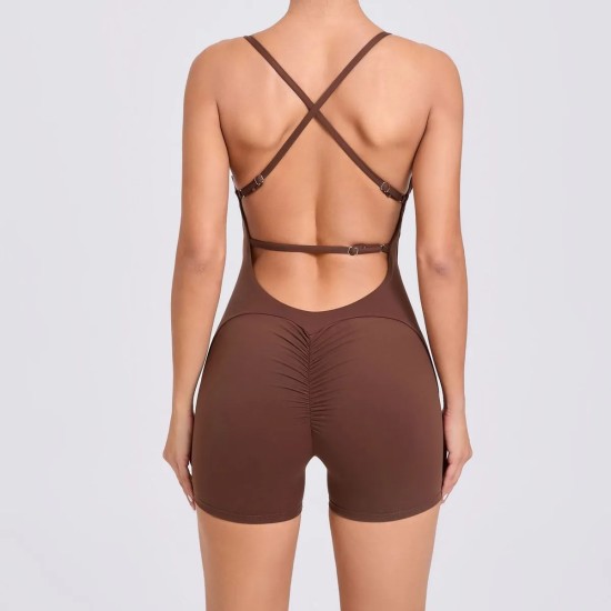 Hip-Lifting Women Running Tight-Fitting Quick-Drying Fitness Backless Rompers