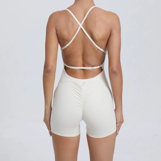 Hip-Lifting Women Running Tight-Fitting Quick-Drying Fitness Backless Rompers