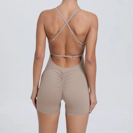 Hip-Lifting Women Running Tight-Fitting Quick-Drying Fitness Backless Rompers
