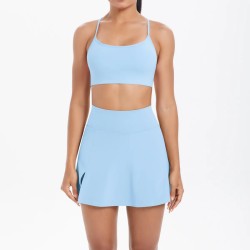 Women Fashion Casual Solid Color Backless Camisole Loose Skirts Yoga Sports Two-Piece Set