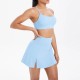 Women Fashion Casual Solid Color Backless Camisole Loose Skirts Yoga Sports Two-Piece Set