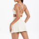 Women Fashion Casual Solid Color Backless Camisole Loose Skirts Yoga Sports Two-Piece Set