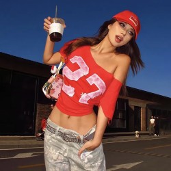 Women Fashion Sexy Letter Letter Printed Short-Sleeve T-Shirt