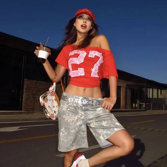 Women Fashion Sexy Letter Letter Printed Short-Sleeve T-Shirt