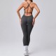 Women Fashion Sexy Solid Color Seamless Spaghetti Strap Backless Yoga Jumpsuit