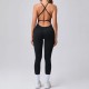 Women Fashion Sexy Solid Color Seamless Spaghetti Strap Backless Yoga Jumpsuit