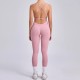 Women Fashion Sexy Solid Color Seamless Spaghetti Strap Backless Yoga Jumpsuit