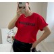 Women Fashion Casual Cotton Letter Printed Round Neck Short-Sleeve Loose T-Shirt