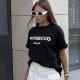 Women Fashion Casual Cotton Letter Printed Round Neck Short-Sleeve Loose T-Shirt