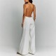 Women Fashion Sexy Solid Color Sleeveless Backless Loose Jumpsuits