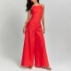 Women Fashion Sexy Solid Color Sleeveless Backless Loose Jumpsuits