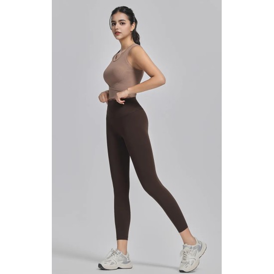 Women Fashion Casual Solid Color Seamless High Waist Slim-Fit Yoga Sports Leggings