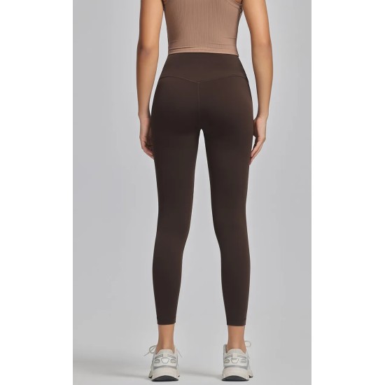 Women Fashion Casual Solid Color Seamless High Waist Slim-Fit Yoga Sports Leggings
