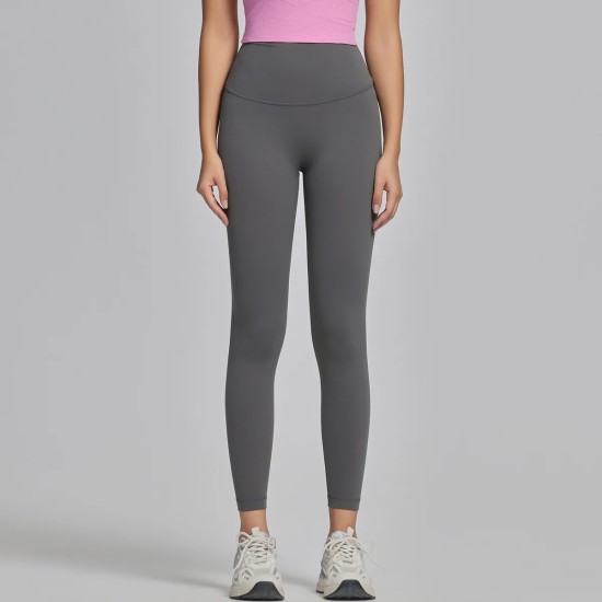 Women Fashion Casual Solid Color Seamless High Waist Slim-Fit Yoga Sports Leggings