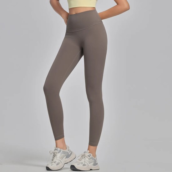 Women Fashion Casual Solid Color Seamless High Waist Slim-Fit Yoga Sports Leggings