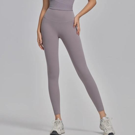 Women Fashion Casual Solid Color Seamless High Waist Slim-Fit Yoga Sports Leggings