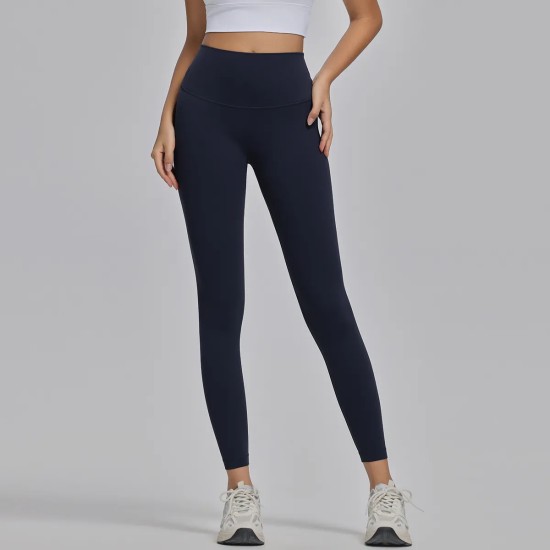 Women Fashion Casual Solid Color Seamless High Waist Slim-Fit Yoga Sports Leggings