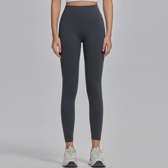 Women Fashion Casual Solid Color Seamless High Waist Slim-Fit Yoga Sports Leggings