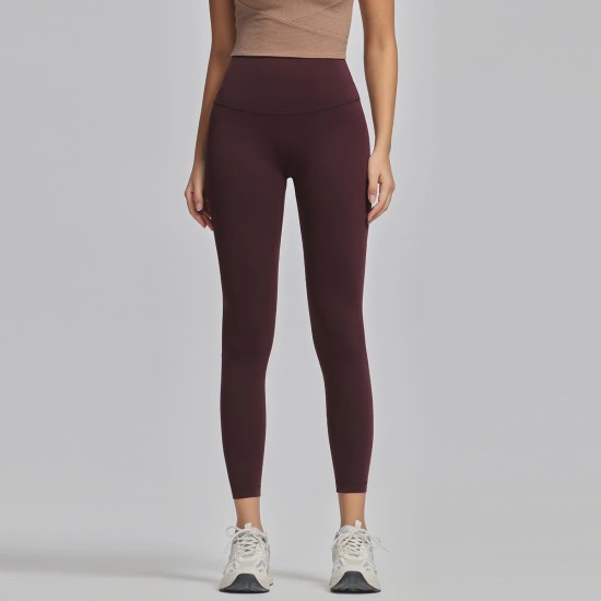 Women Fashion Casual Solid Color Seamless High Waist Slim-Fit Yoga Sports Leggings
