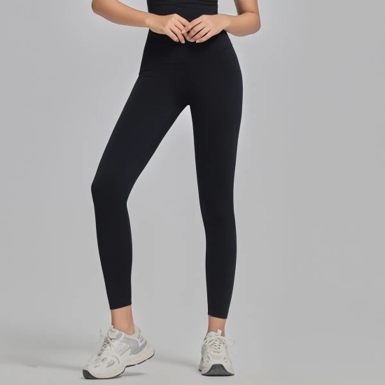Women Fashion Casual Solid Color Seamless High Waist Slim-Fit Yoga Sports Leggings