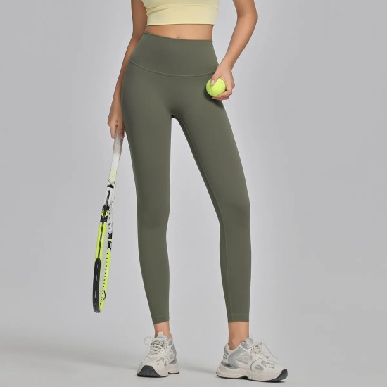 Women Fashion Casual Solid Color Seamless High Waist Slim-Fit Yoga Sports Leggings