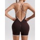 Women Contrast Sling Cross-Bend Quick-Dry Sports Hip Lifting Fitness Yoga Rompers