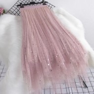 Women Fashion Irregular Star Sequin Mesh Skirt