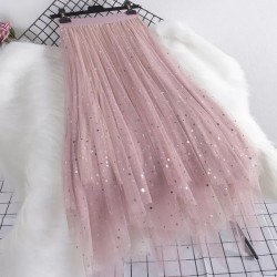 Women Fashion Irregular Star Sequin Mesh Skirt