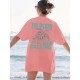 Women Fashion Casual Letter And Turtle Printed Round Neck Short-Sleeve T-Shirt