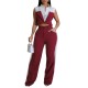 Women Sleeveless Color Blocking Shirt Pants Set