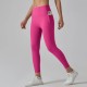 Women Fashion Casual Solid Color Pockets Tight High Waist Quick-Drying Yoga Sports Leggings