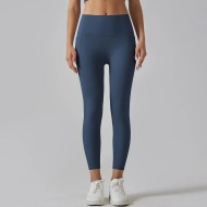 Women Fashion Casual Solid Color Pockets Tight High Waist Quick-Drying Yoga Sports Leggings