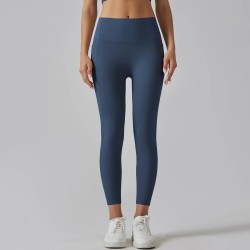 Women Fashion Casual Solid Color Pockets Tight High Waist Quick-Drying Yoga Sports Leggings