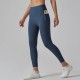 Women Fashion Casual Solid Color Pockets Tight High Waist Quick-Drying Yoga Sports Leggings