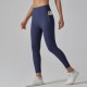 Women Fashion Casual Solid Color Pockets Tight High Waist Quick-Drying Yoga Sports Leggings