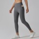 Women Fashion Casual Solid Color Pockets Tight High Waist Quick-Drying Yoga Sports Leggings