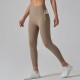 Women Fashion Casual Solid Color Pockets Tight High Waist Quick-Drying Yoga Sports Leggings