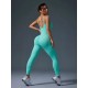 Women Fashion Sexy Solid Color Threaded Seamless Spaghetti Strap Backless Yoga Jumpsuit