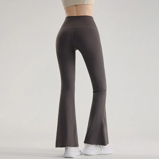 Women Fashion Casual Solid Color Seamless High Waist Wide Leg Micro Yoga Sports Leggings