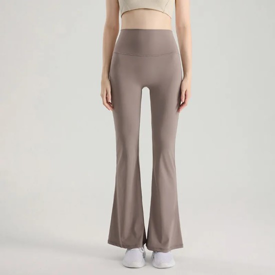 Women Fashion Casual Solid Color Seamless High Waist Wide Leg Micro Yoga Sports Leggings