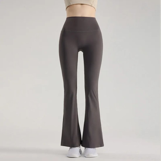 Women Fashion Casual Solid Color Seamless High Waist Wide Leg Micro Yoga Sports Leggings