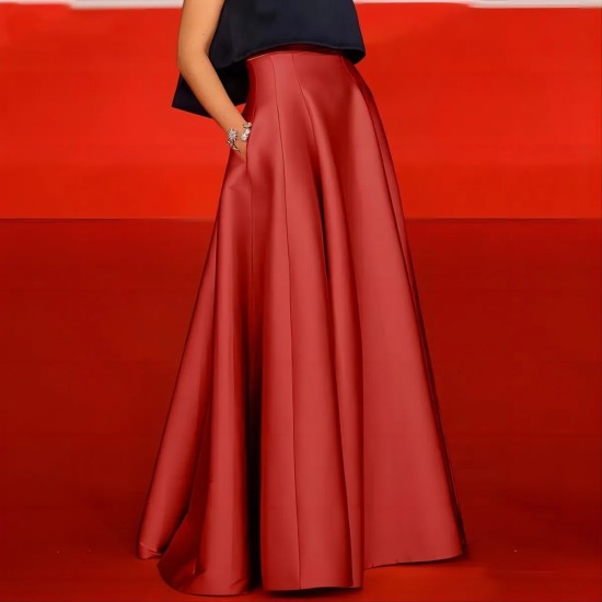 Women Fashion Elegant Solid Color High Waist Skirts
