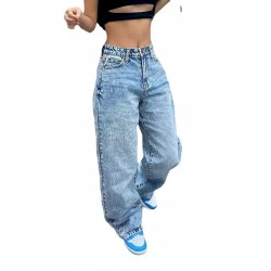 Women Fashion Casual Simple Slim-Fit Jeans
