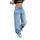 Women Fashion Casual Simple Slim-Fit Jeans