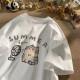 Women Fashion Casual Cartoon Printed Short-Sleeve Loose T-Shirt