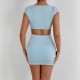 Women Fashion Sexy Simple Solid Color Square Neck Short-Sleeve Tight Dress
